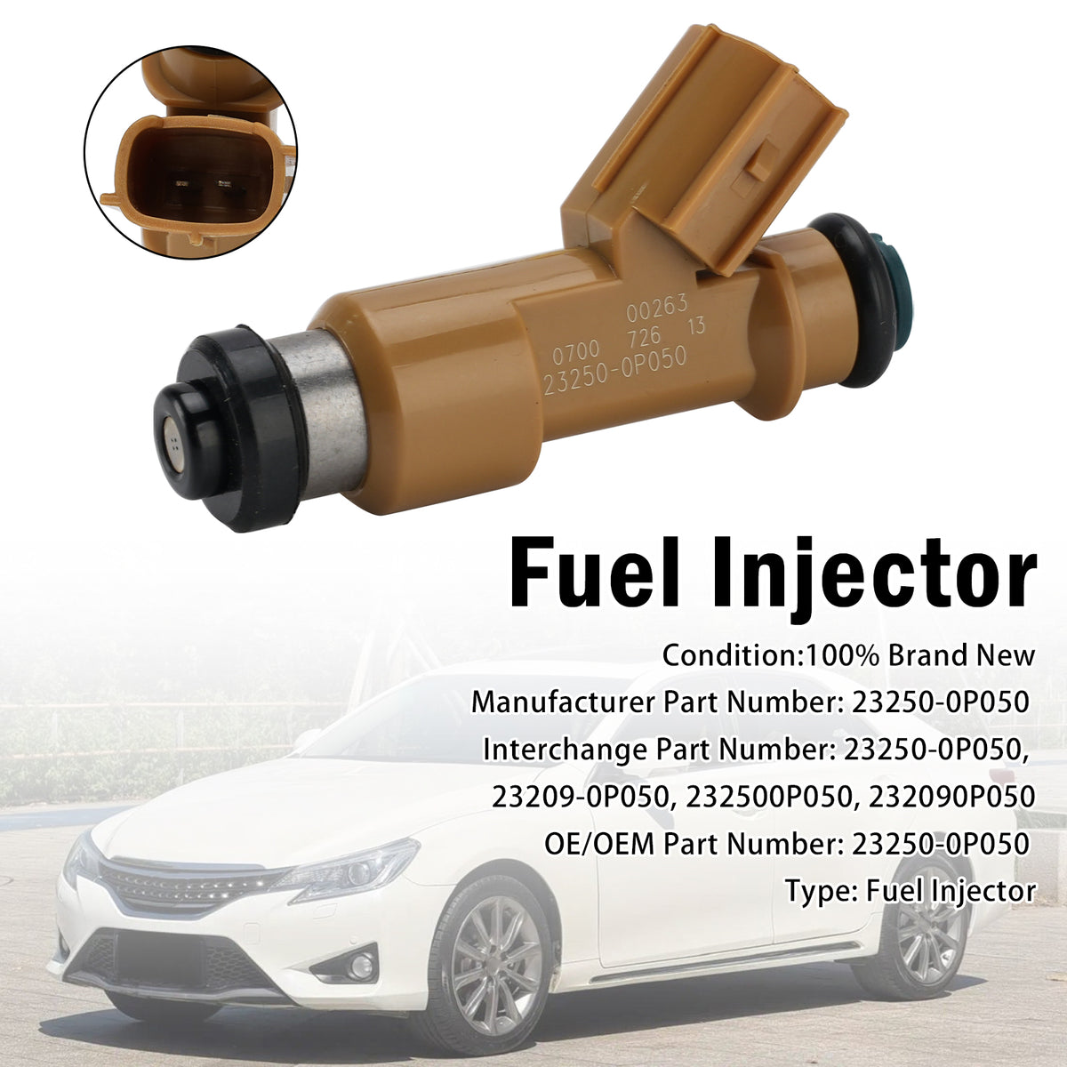 Toyota REIZ GRX122L- AETZKC 2.5L 24-VALVE DOHC EFI ATM 1Pcs Fuel Injector 23250-0P050 23209-0P050 Generic