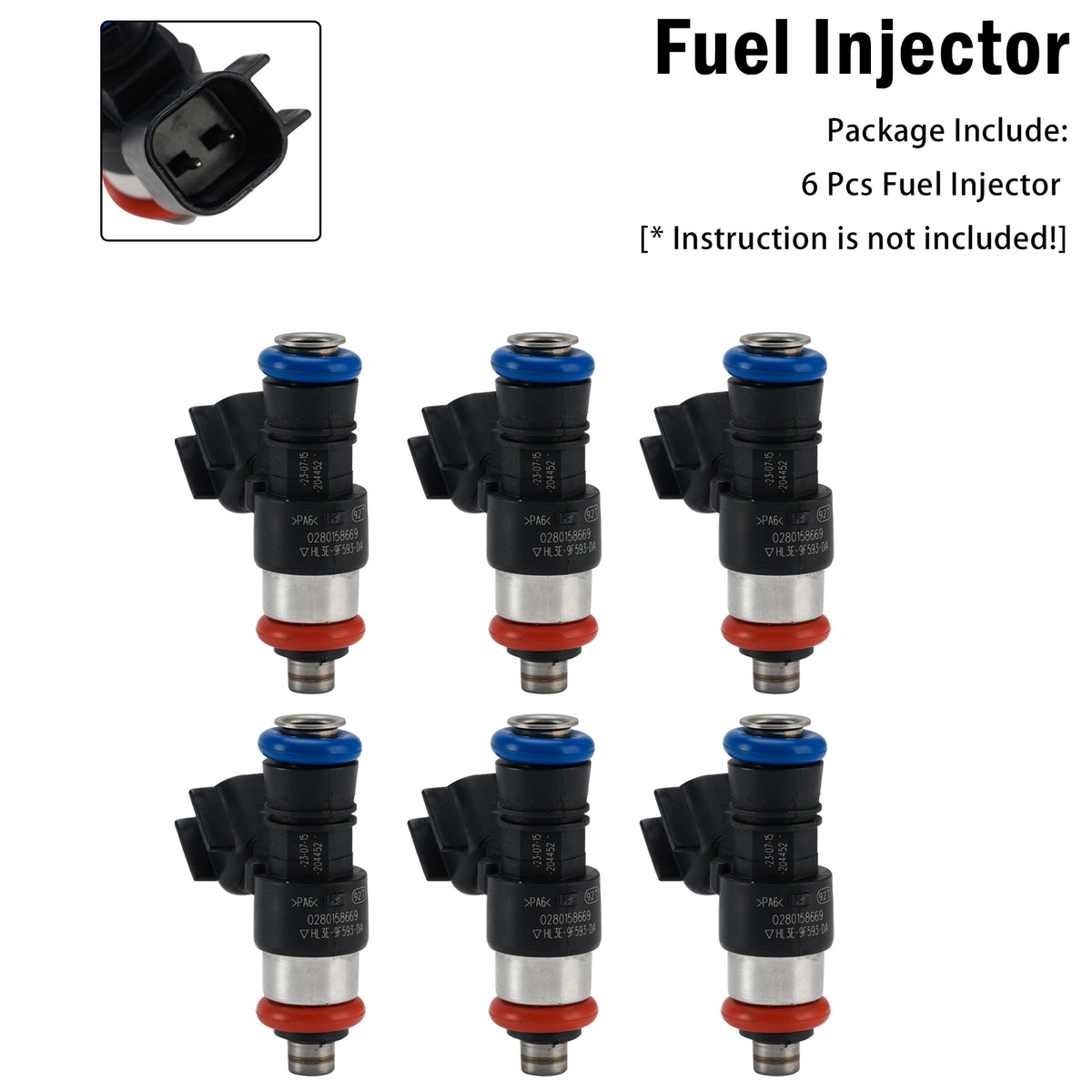 2018-2021 Ford Expedition 3.5 V6 VIN T 6Pcs Fuel Injector 0280158669 FJ1491 Generic