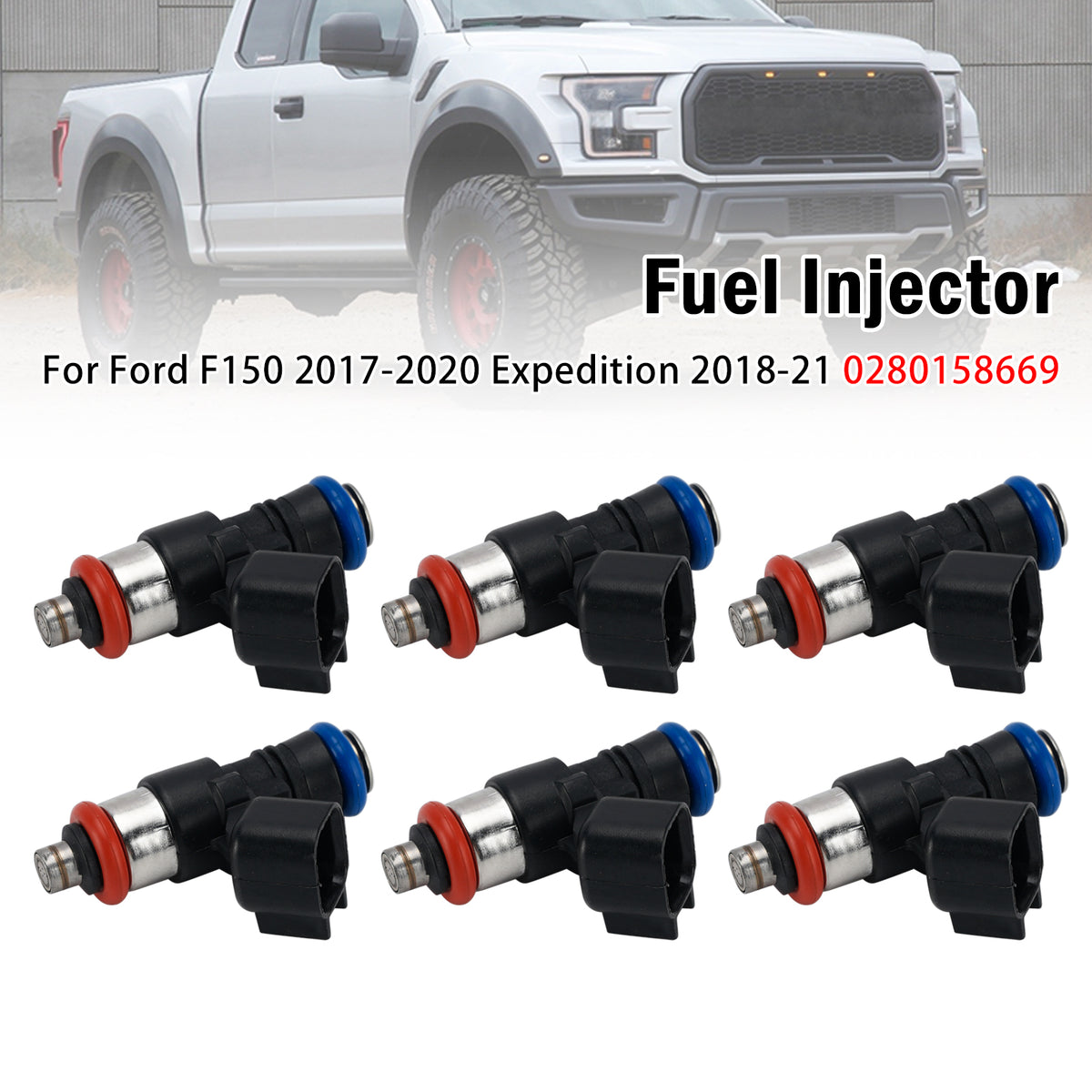 2018-2021 Ford Expedition 3.5 V6 VIN T 6Pcs Fuel Injector 0280158669 FJ1491 Generic