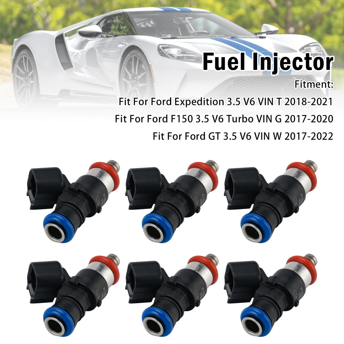 2018-2021 Ford Expedition 3.5 V6 VIN T 6Pcs Fuel Injector 0280158669 FJ1491 Generic