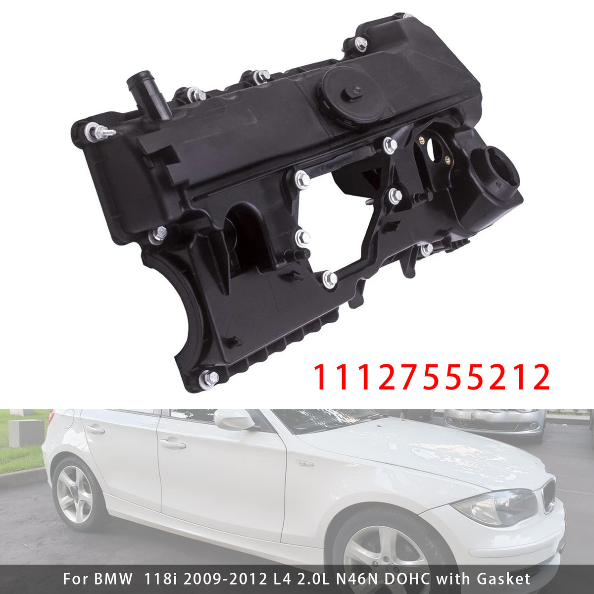 2012-2012 BMW 320i L4 2.0L N46N DOHC with Gasket Engine Valve Cover W Gasket 7555212 7553171 Generic