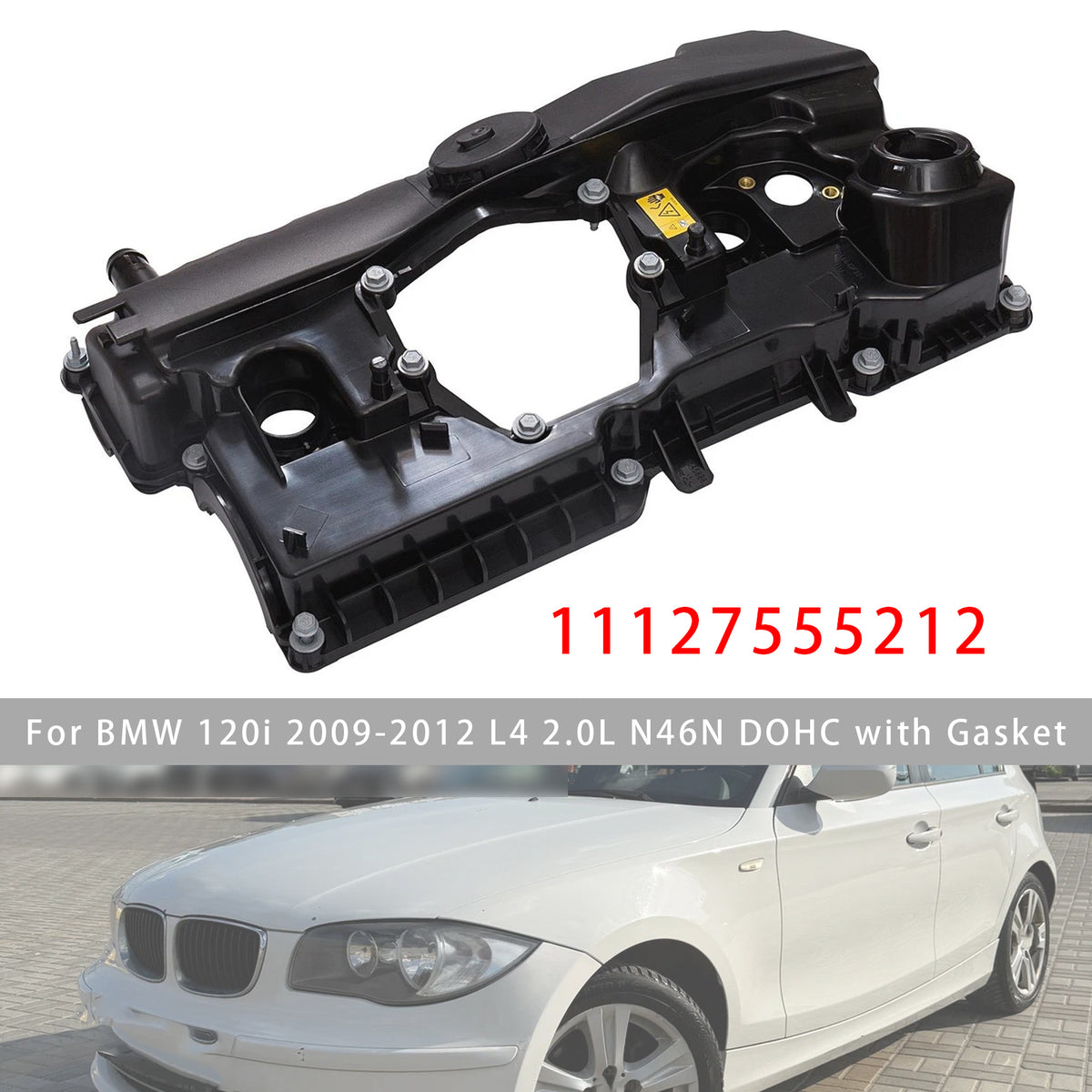 2009-2012 BMW 120i L4 2.0L N46N DOHC with Gasket Engine Valve Cover W Gasket 7555212 7553171 Generic