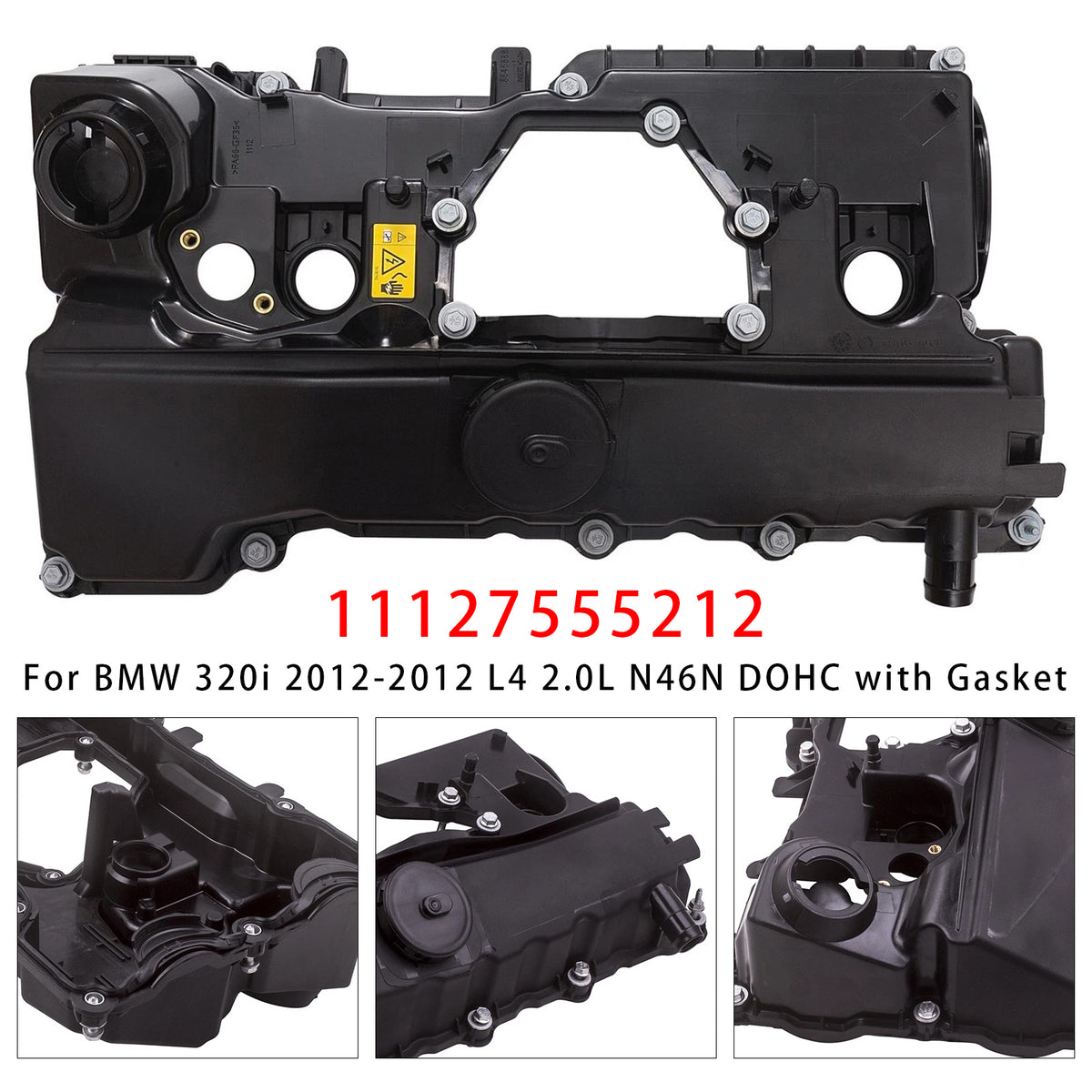 2009-2012 BMW 118i L4 2.0L N46N DOHC with Gasket Engine Valve Cover W Gasket 7555212 7553171 Generic