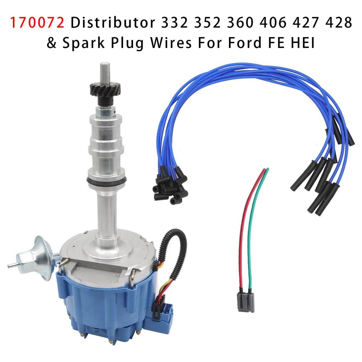 Ford BIG BLOCK FE V8 Distributor 332 352 360 406 427 428 & Spark Plug Wires 70072 170072 Generic