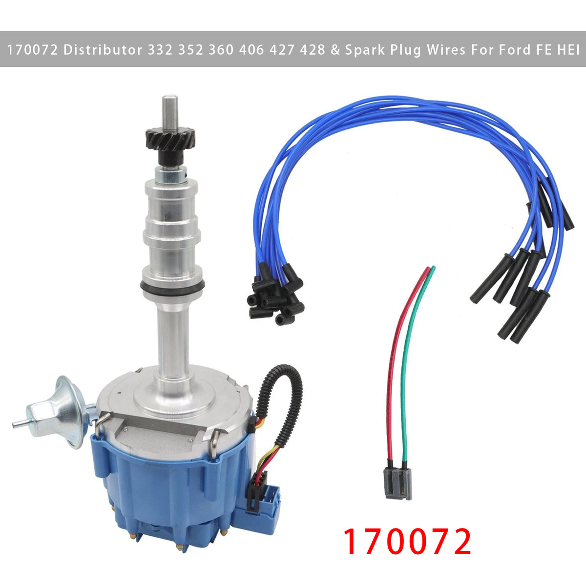 Ford BIG BLOCK FE V8 Distributor 332 352 360 406 427 428 & Spark Plug Wires 70072 170072 Generic