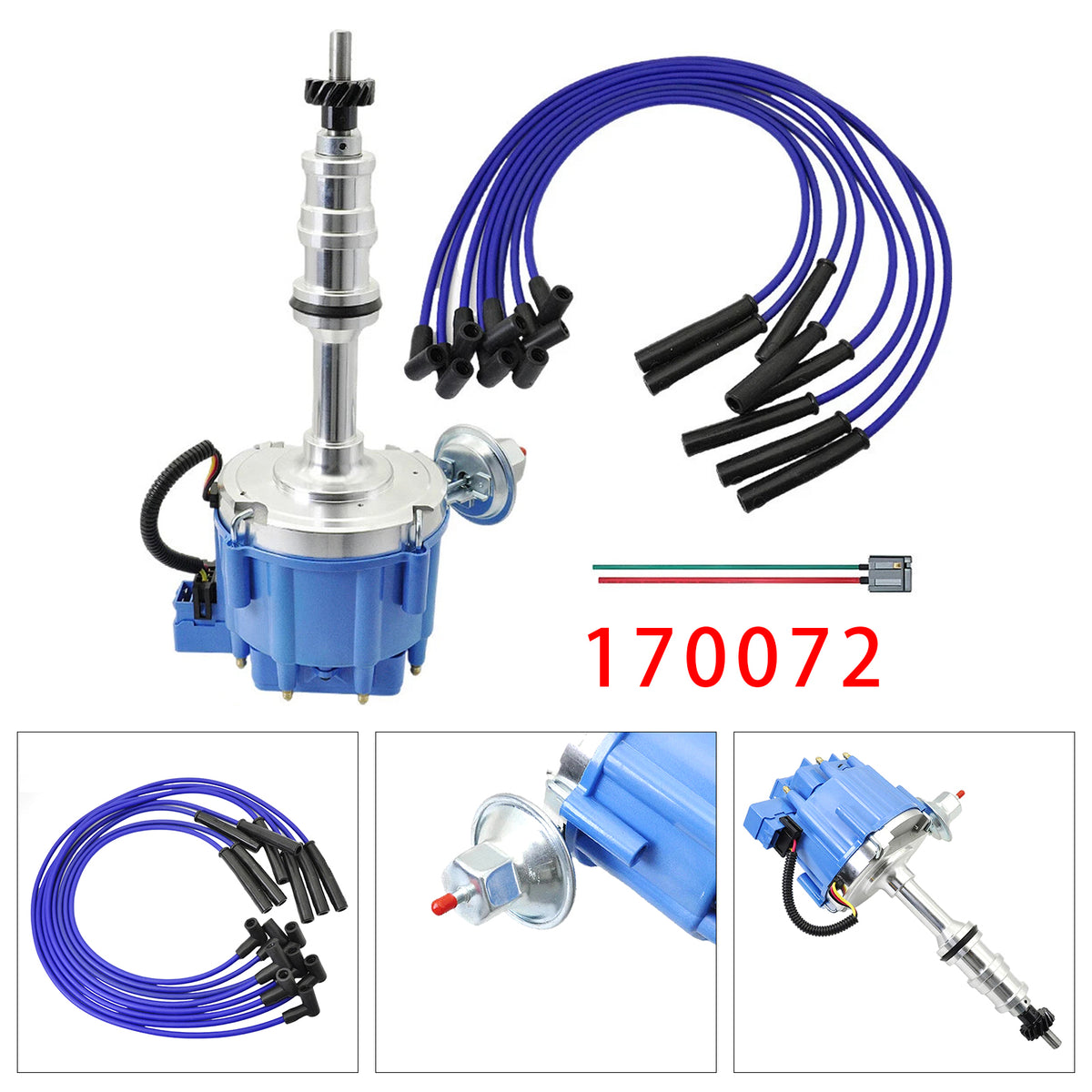 Ford BIG BLOCK FE V8 Distributor 332 352 360 406 427 428 & Spark Plug Wires 70072 170072 Generic