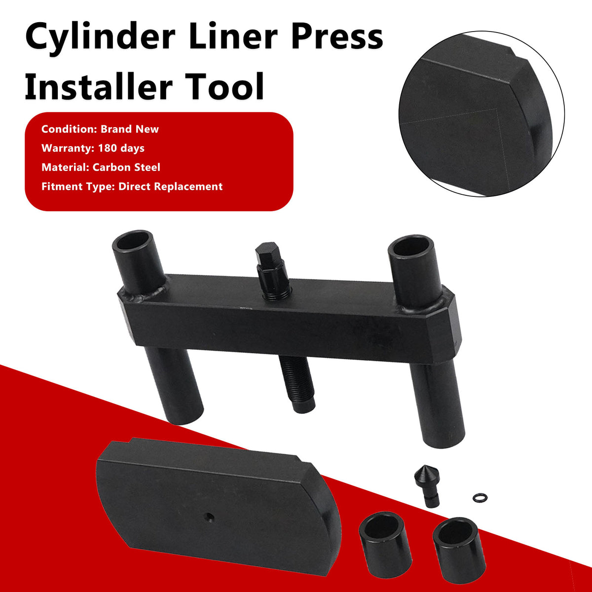 Cummins ISX, X15 Liner Press works on flat-top and grooved-top liners. Cylinder Liner Press Installer Tool 3162461 ST-269 Generic