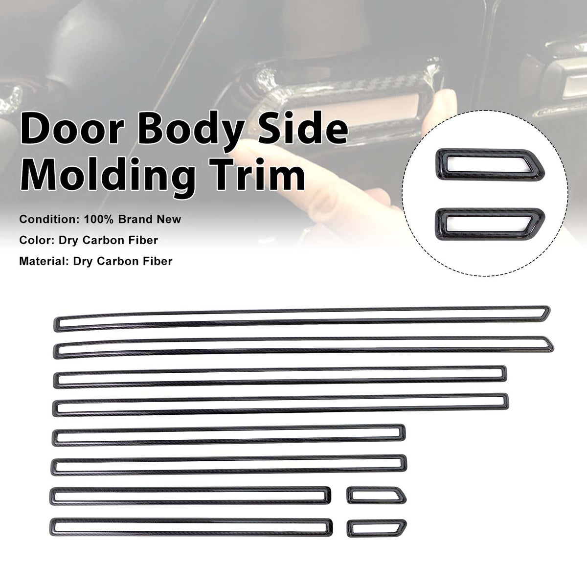 2019-2026 Mercedes Benz G-Class W464 W465 Carbon Fiber Door Body Side Molding Trim Generic