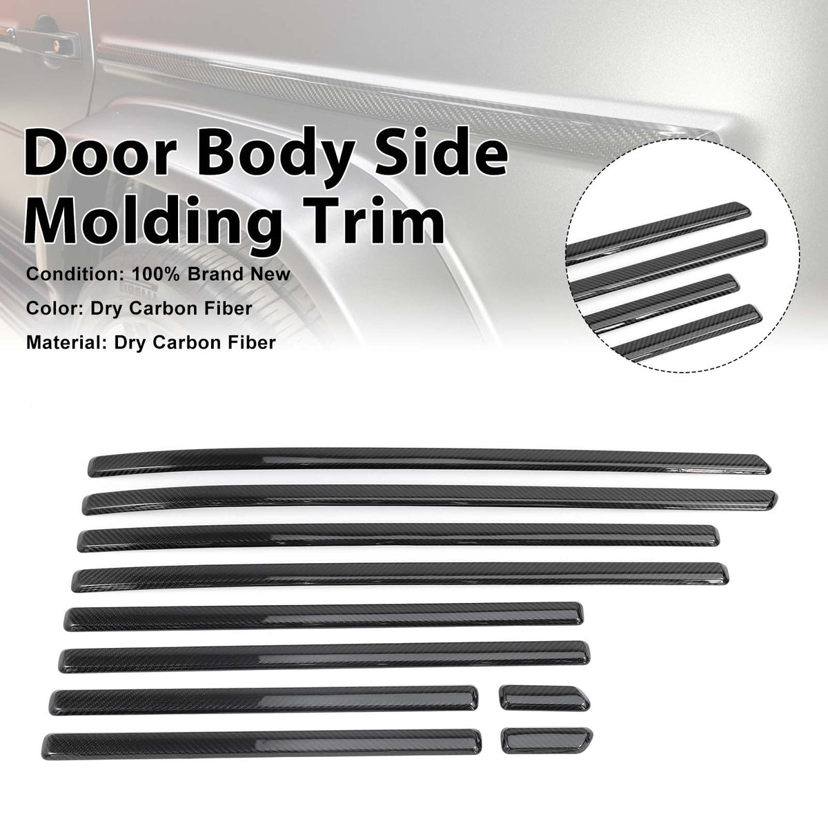 2019-2026 Mercedes Benz G-Class W464 W465 DRY CF Door Body Side Molding Trim Generic