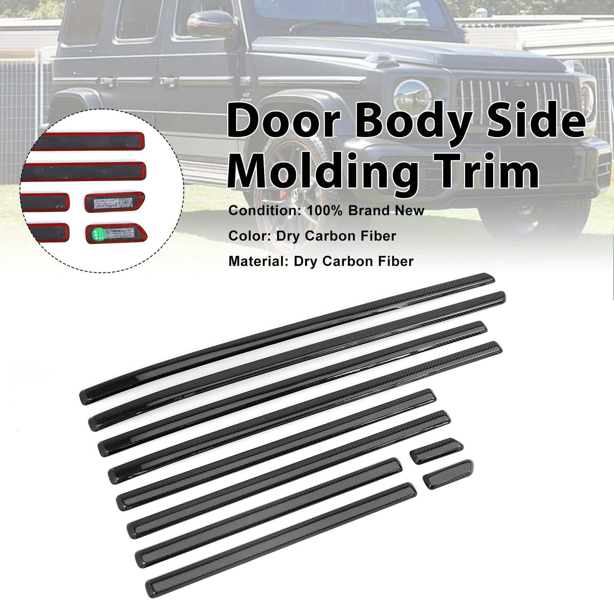 2019-2026 Mercedes Benz G-Class W464 W465 DRY CF Door Body Side Molding Trim Generic