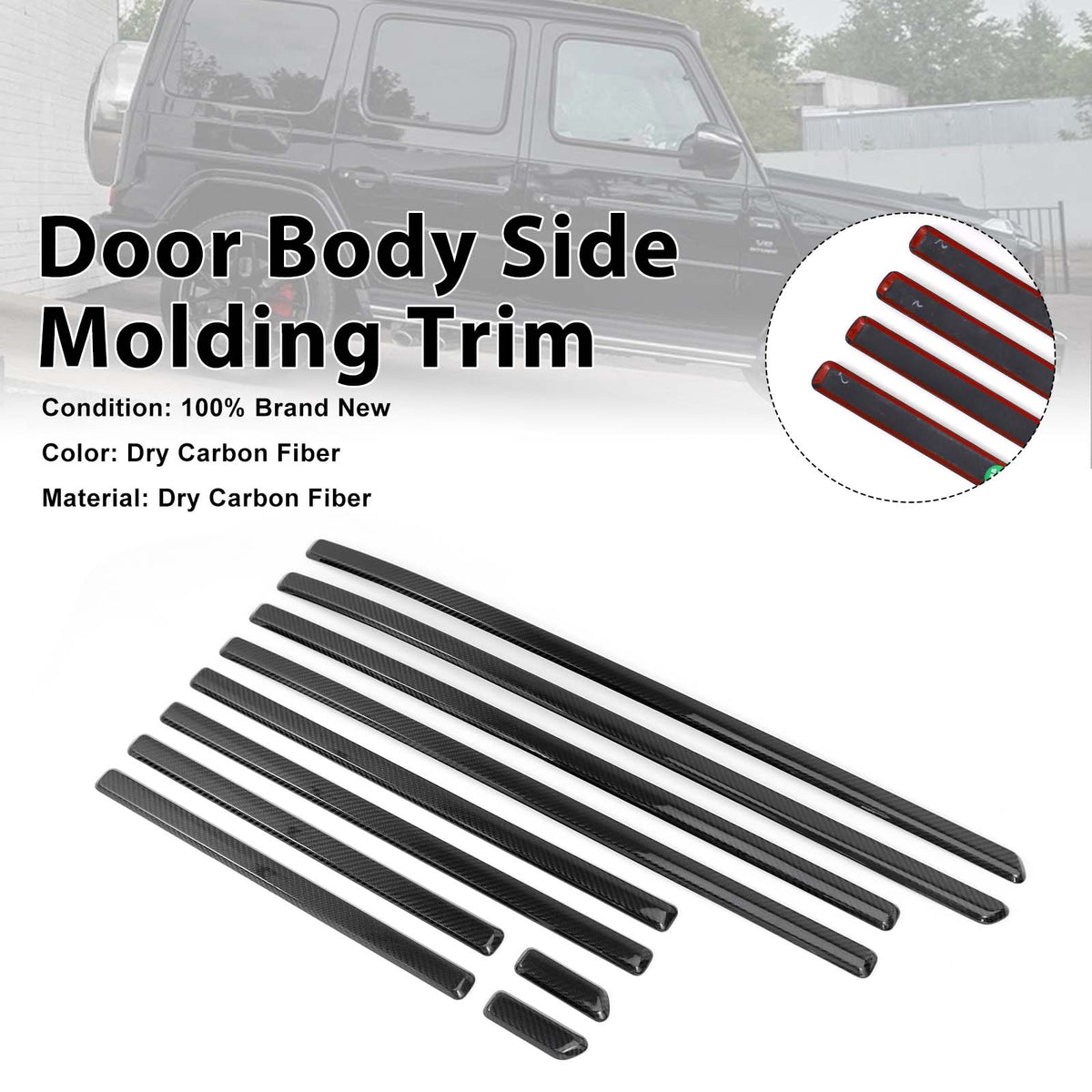 2019-2026 Mercedes Benz G-Class W464 W465 DRY CF Door Body Side Molding Trim Generic