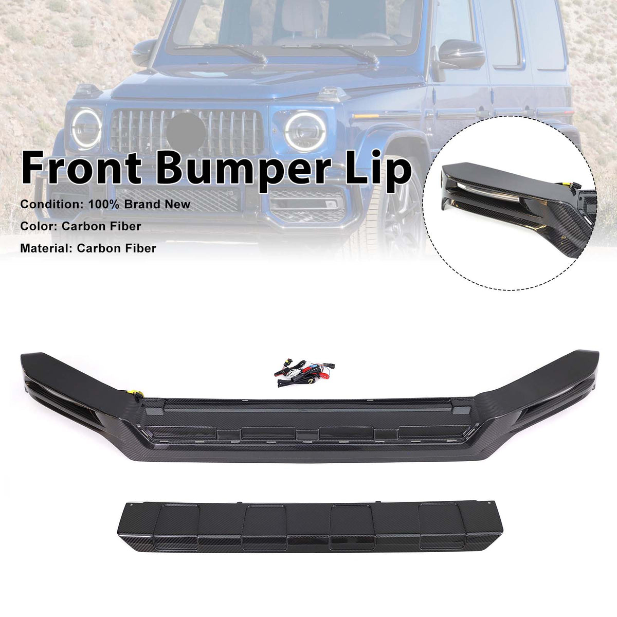 2019-2023 Mercedes Benz G-Class W464 W463A Carbon Fiber Front Bumper Lip Generic