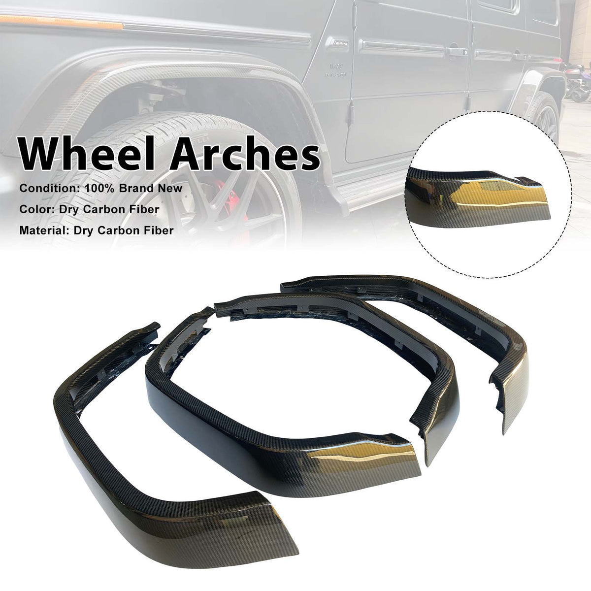 2025- Mercedes Benz G-Class W465 Dry Carbon Front Rear Wheel Arches Generic