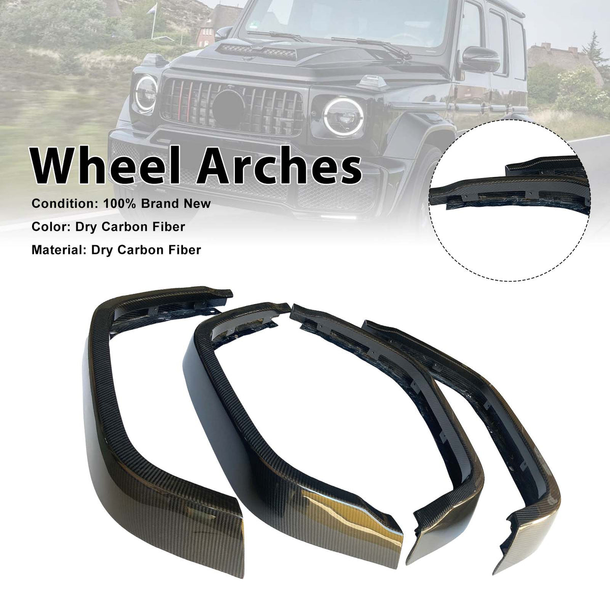 2019-2023 Mercedes Benz G-Class W464 W463A Dry Carbon Front Rear Wheel Arches Generic