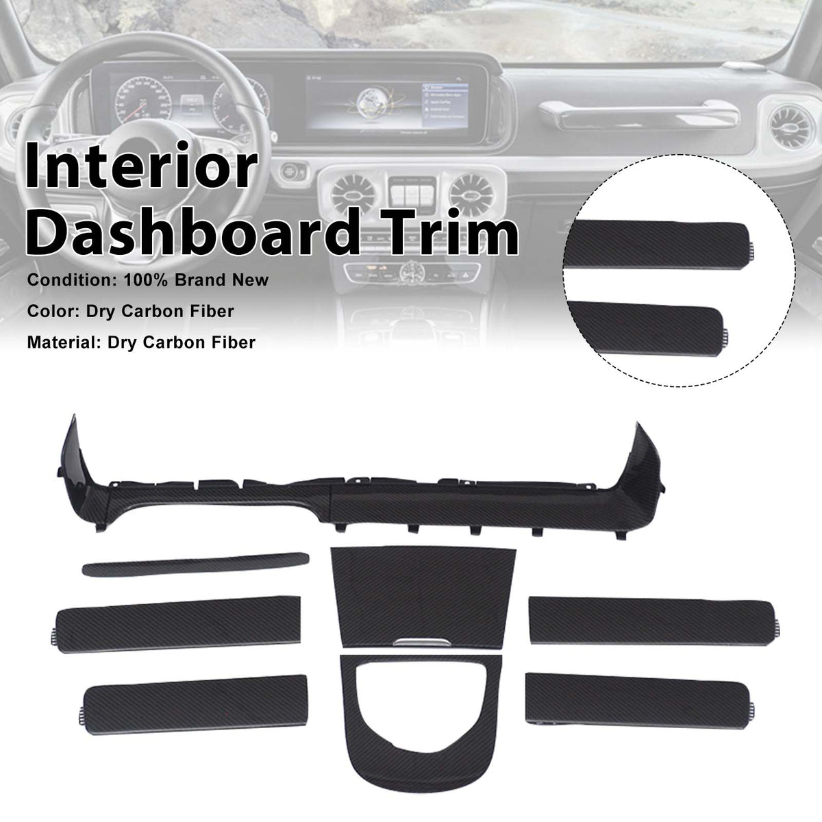2019-2023 Mercedes Benz G-Class W464 W463A Dry Carbon Interior Dashboard Trim Generic