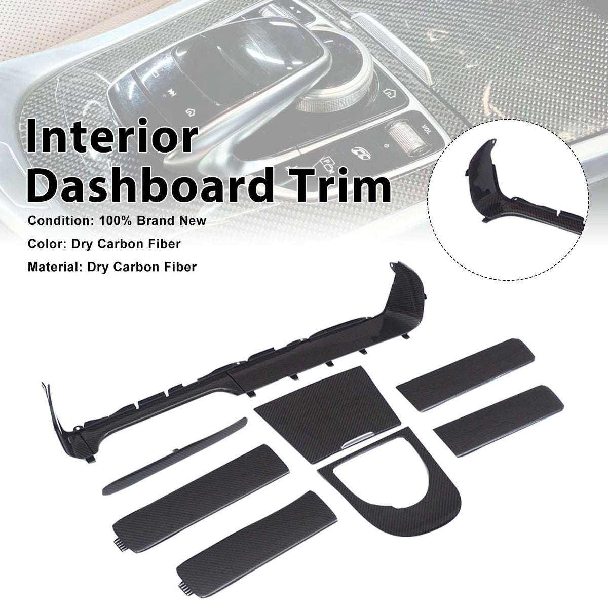 2019-2023 Mercedes Benz G-Class W464 W463A Dry Carbon Interior Dashboard Trim Generic