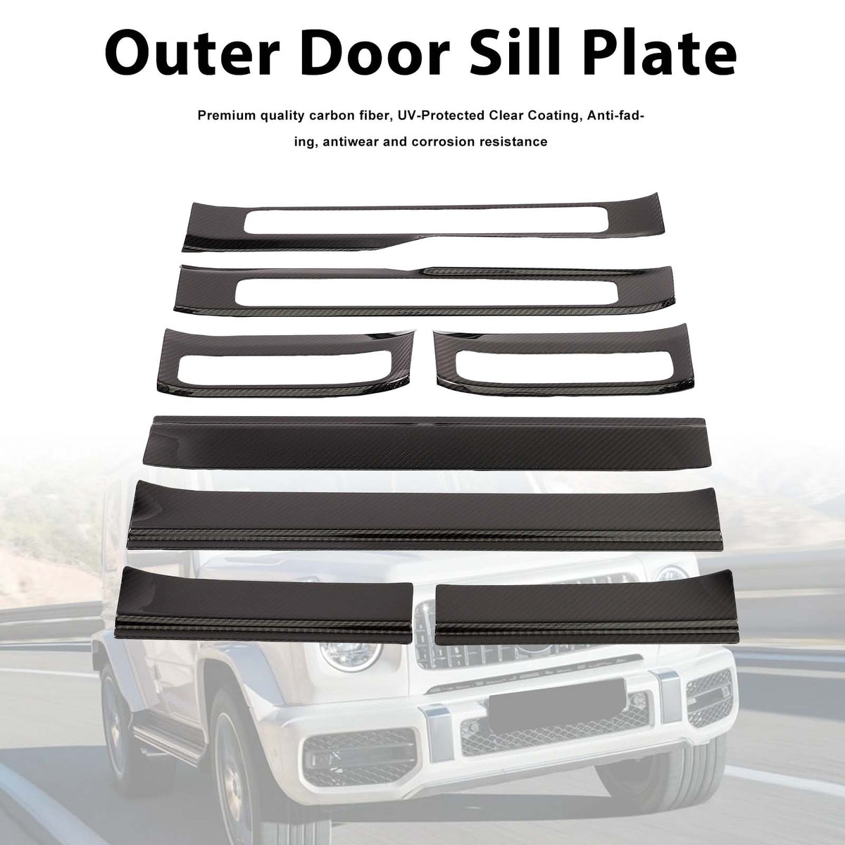 2019-2023 Mercedes Benz G-Class W463A W464 Carbon Fiber Outer Door Sill Plate Cover Trim Generic