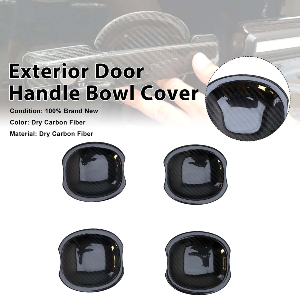 2019-2023 Mercedes Benz G-Class W463A W464 Carbon Fiber Exterior Door Handle Bowl Cover Generic