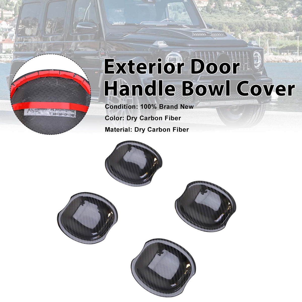 2019-2023 Mercedes Benz G-Class W463A W464 Carbon Fiber Exterior Door Handle Bowl Cover Generic