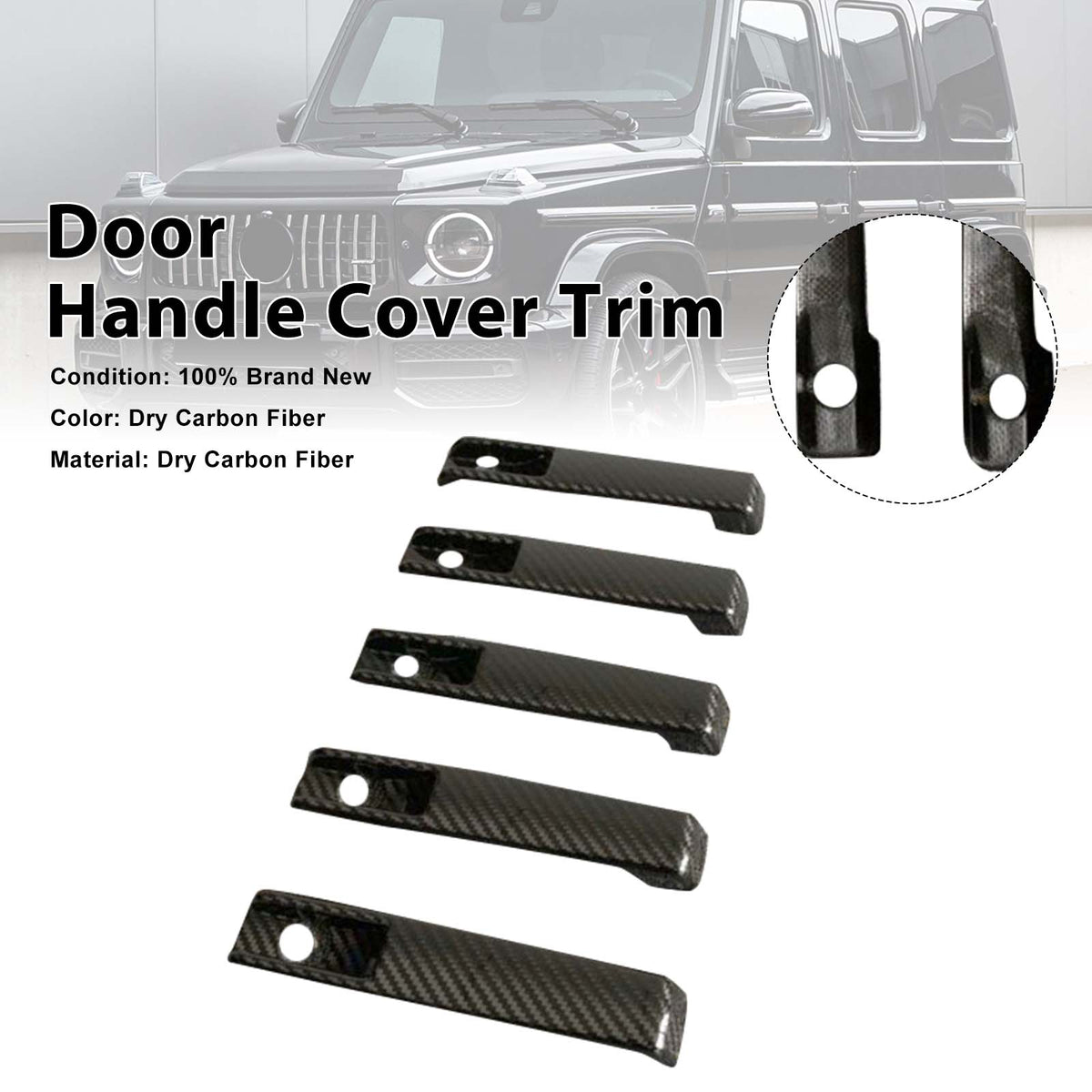 2019-2023 Mercedes Benz G-Class W463A W464 5PCS Dry Carbon Door Handle Cover Trim Generic