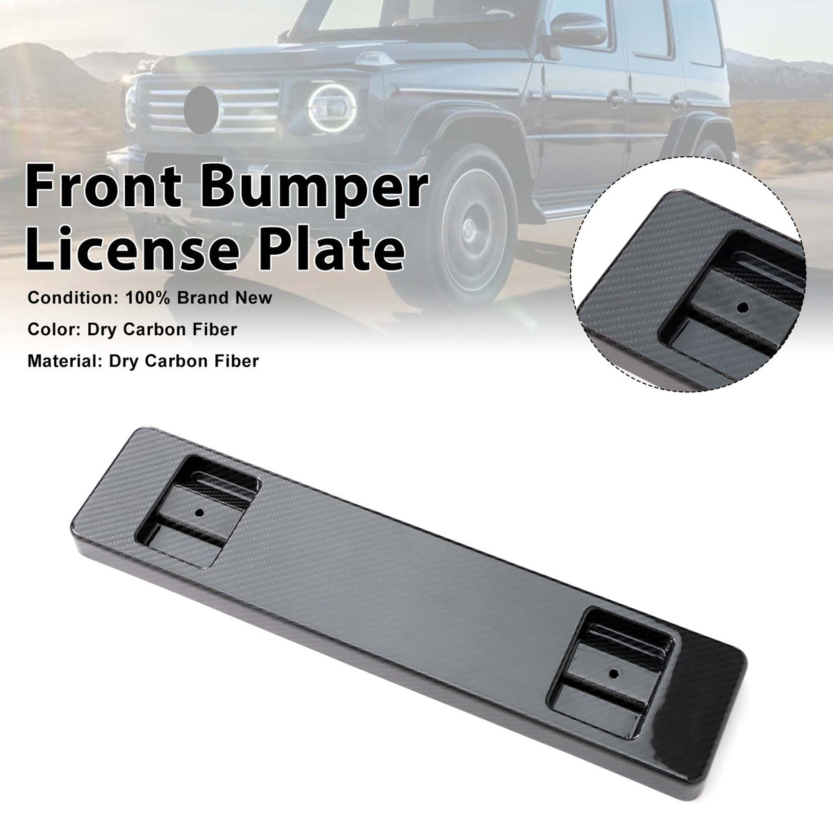 2019-2023 Mercedes Benz G-Class W463A W464 Dry Carbon Front Bumper License Plate Generic