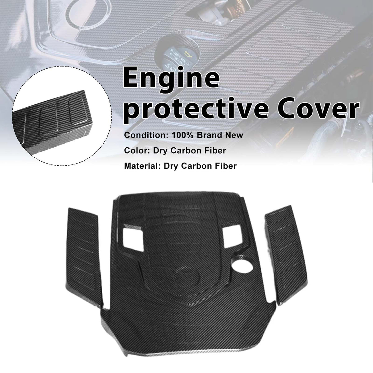 2019-2023 Mercedes Benz G-Class W463A W464 Dry Carbon Fiber Engine Cover Wind-Box Plate Generic