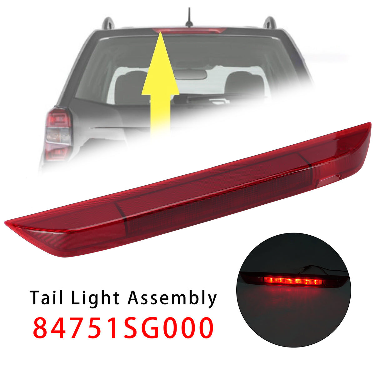 2014-2023 Subaru Forester Without Rear Spoiler Rear Center 3rd Brake Stop Lamp Light 84751SG000 84751SG001 Generic