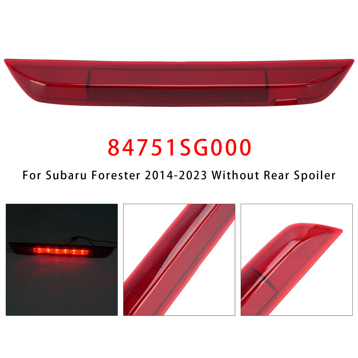 2014-2023 Subaru Forester Without Rear Spoiler Rear Center 3rd Brake Stop Lamp Light 84751SG000 84751SG001 Generic