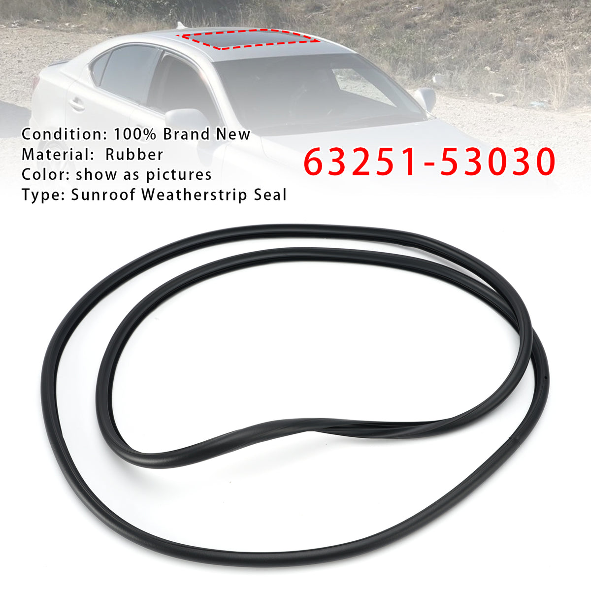 2010-2012 Lexus HS250h Sunroof Weatherstrip Seal 53030 63251 Generic