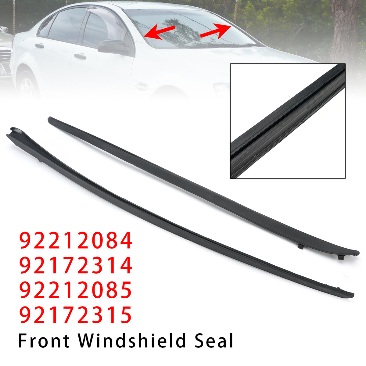 2007-2017 WM WN Statesman Caprice 2PCS Left+Right Front Windshield Rubber Molding Trim 92172315 92212085 Generic
