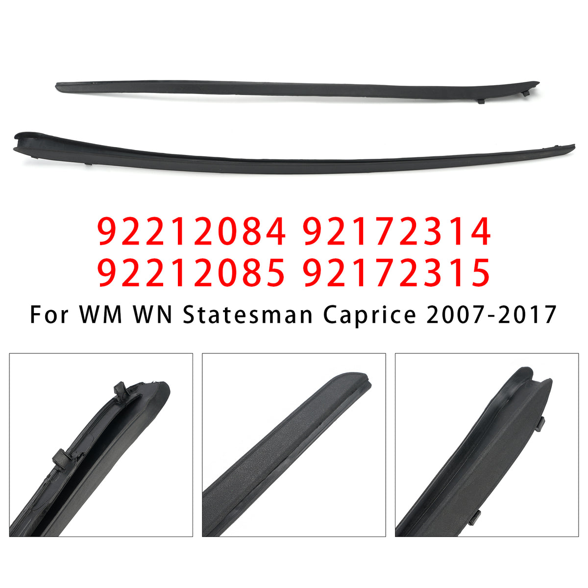 2006-2013 Holden VE Commodore 2PCS Left+Right Front Windshield Rubber Molding Trim 92172315 92212085 Generic