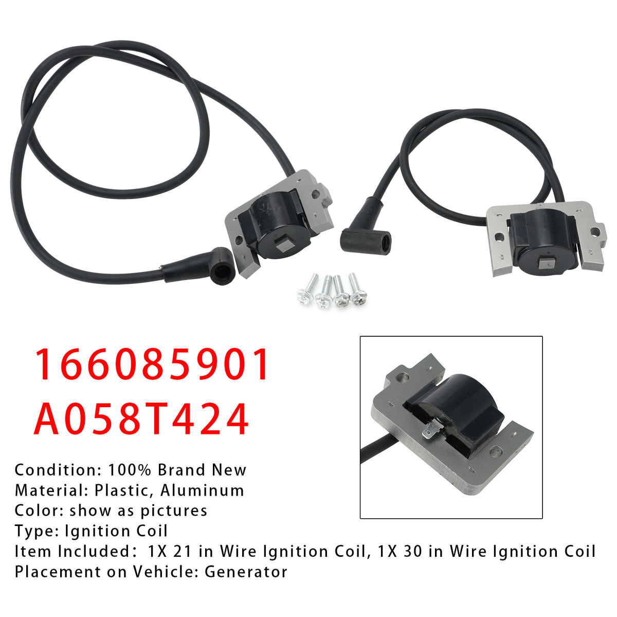 Cummins Onan RV Generator HGJAC Spec:A-C and M 21" 30" Ignition Coil Pack A058T425 166-0859-01 Generic