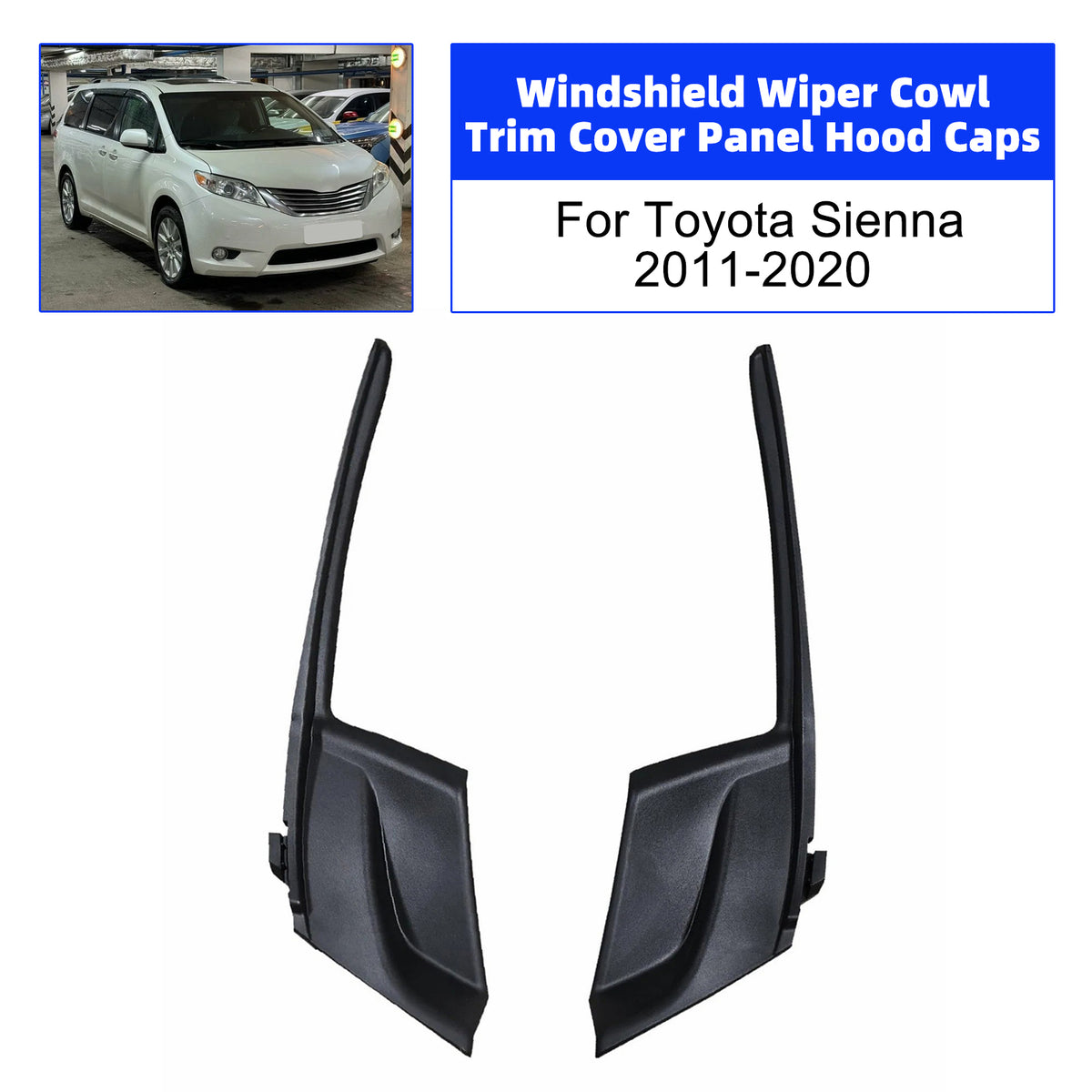 2011-2020 Toyota Sienna Windshield Wiper Cowl Trim Cover Panel Hood Caps 5386708020 5386608020 Generic