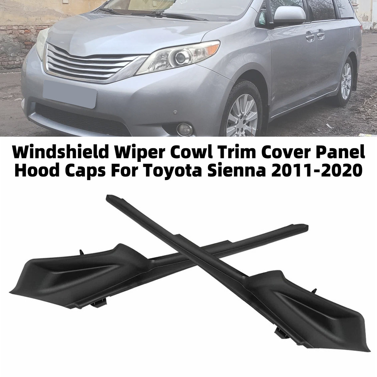 2011-2020 Toyota Sienna Windshield Wiper Cowl Trim Cover Panel Hood Caps 5386708020 5386608020 Generic