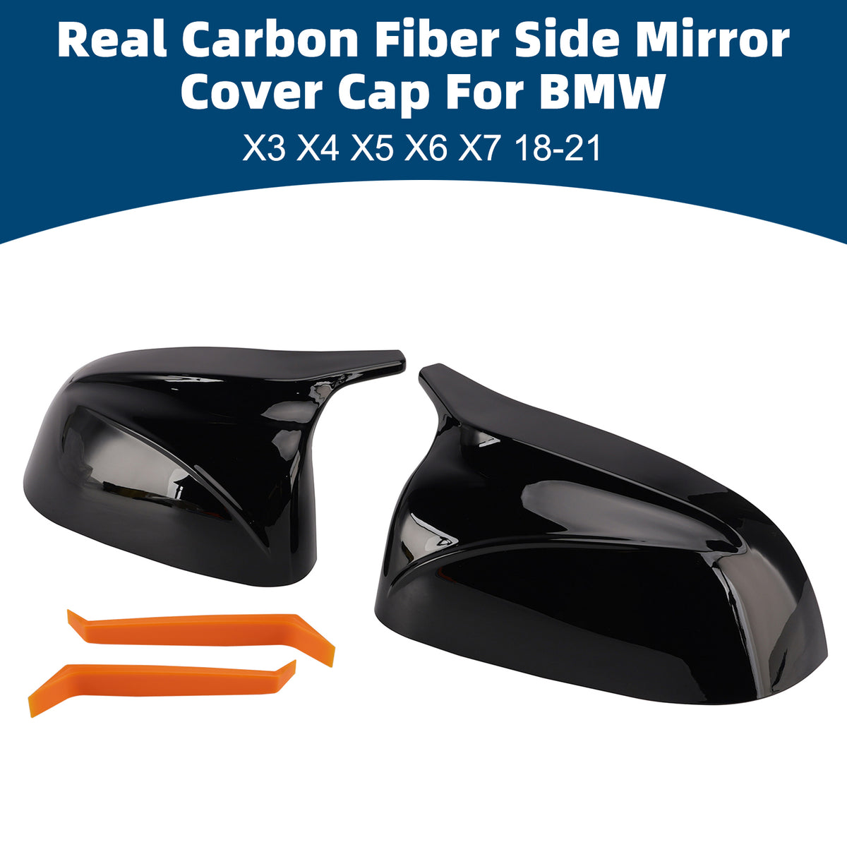 2022-2023 BMW iX3 Real Carbon Fiber Side Mirror Cover Cap 51162446964 51162446965 Generic