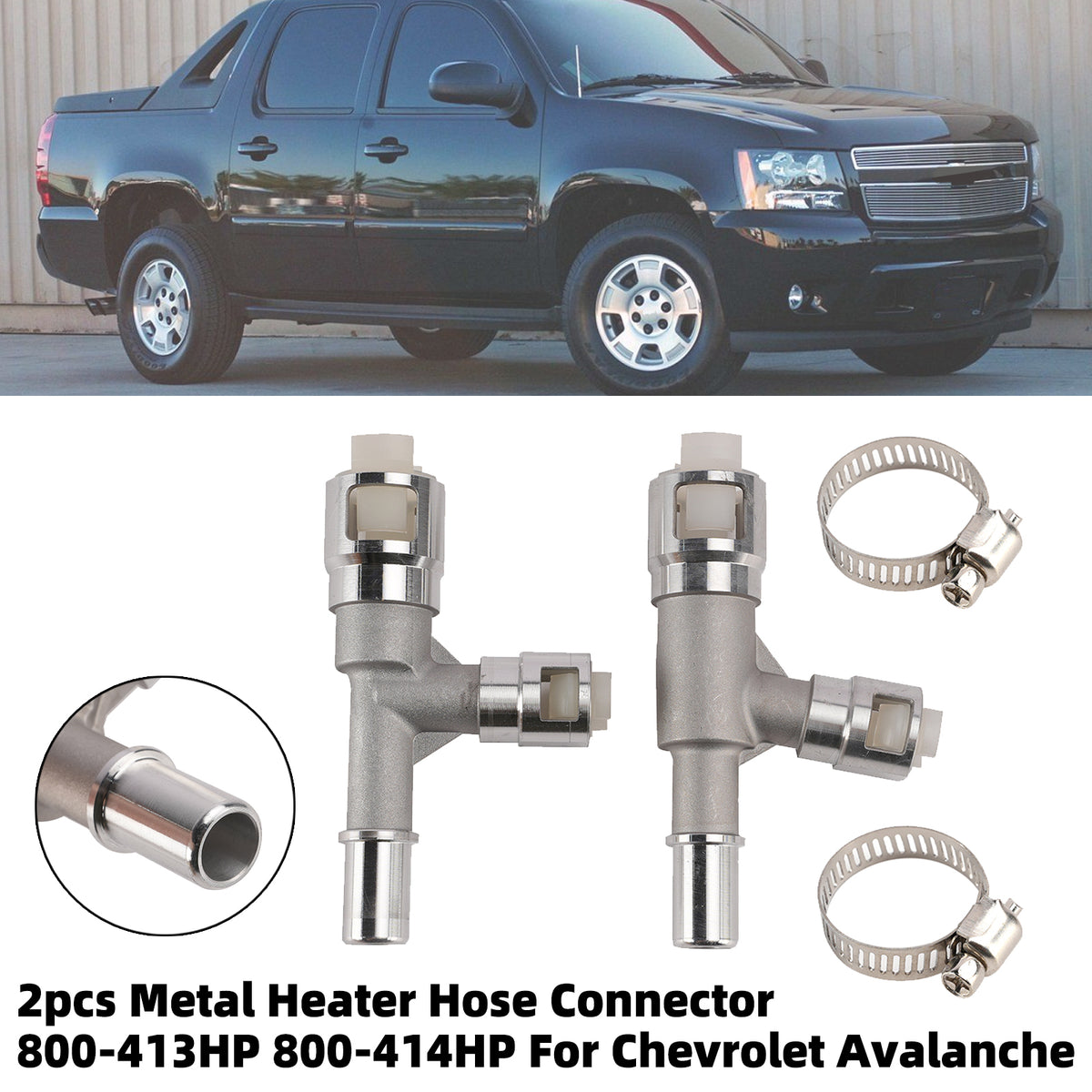 2007 Chevrolet Silverado 3500 Classic V8 6.6L 2pcs Metal Heater Hose Connector 800-414HP 800-413HP Generic