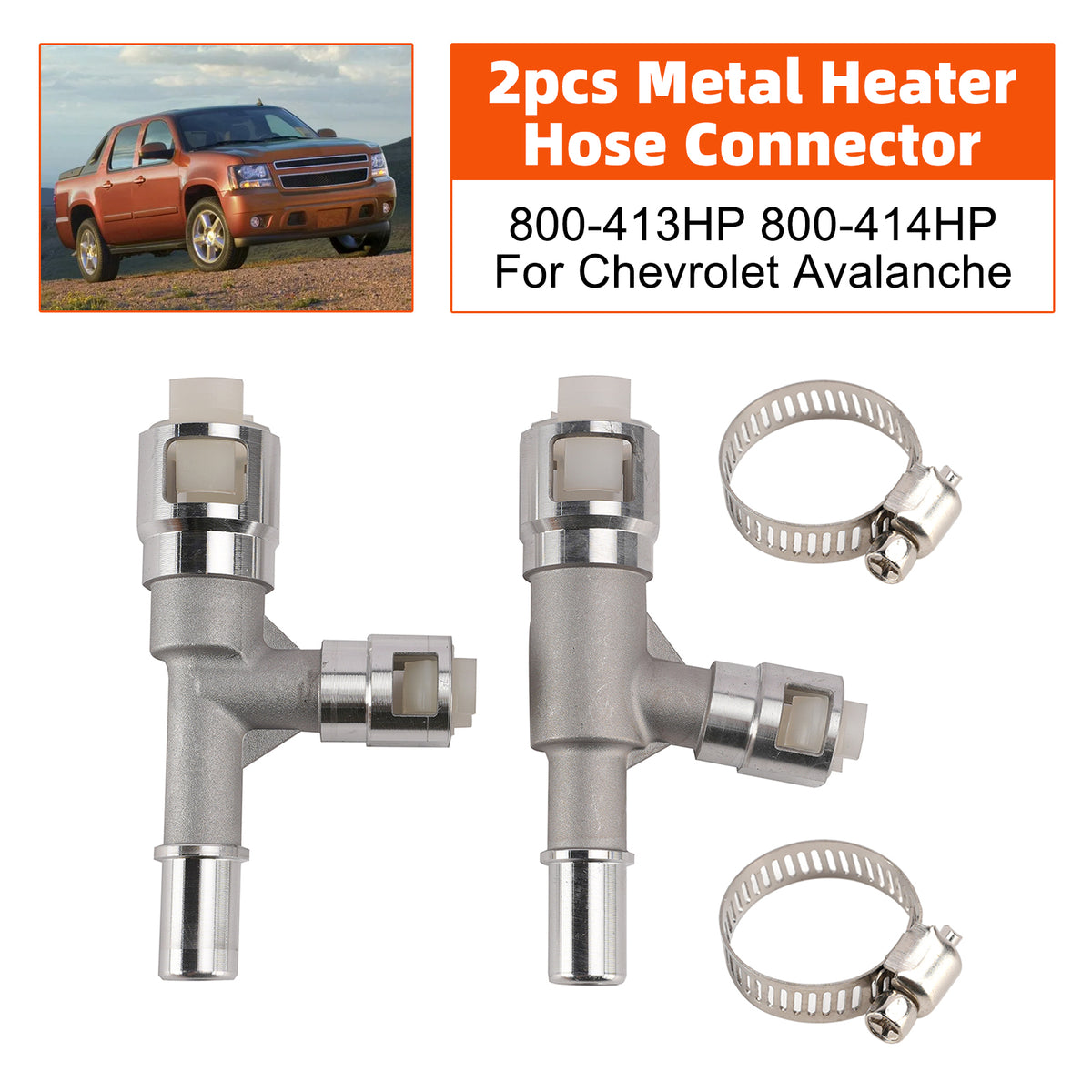 2007 GMC Sierra 3500 Classic V8 6.6L 2pcs Metal Heater Hose Connector 800-414HP 800-413HP Generic