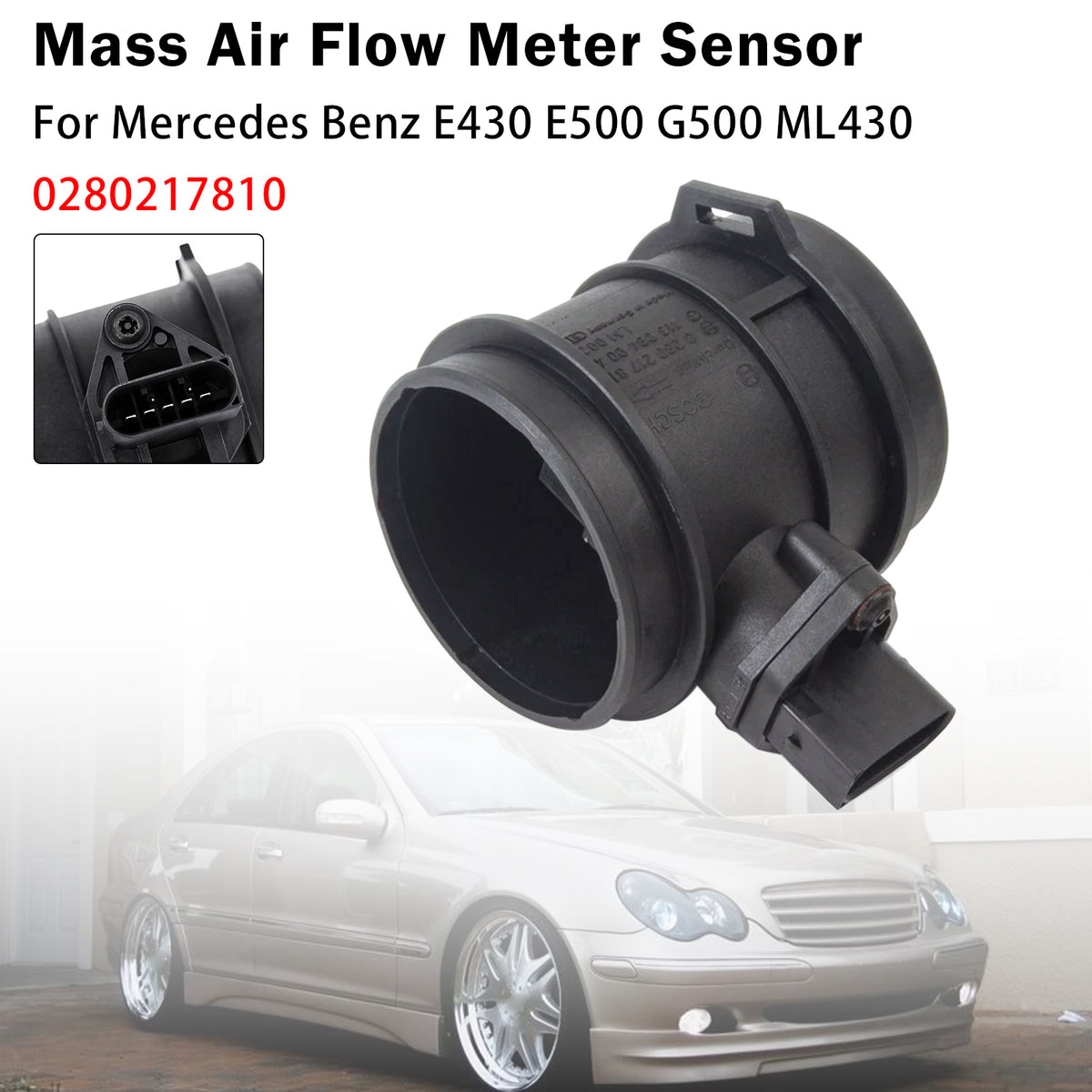 1997-2002 Mercedes Benz CLK C208 230 Kompressor 320 430 55 AMG Coupe Mass Air Flow Meter Sensor 0280217810 1130940048 Generic