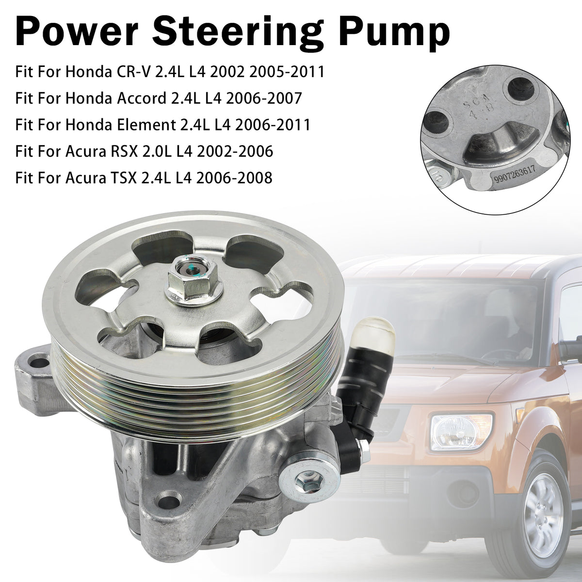 2006-2008 Acura TSX 2.4L L4 Power Steering Pump Generic