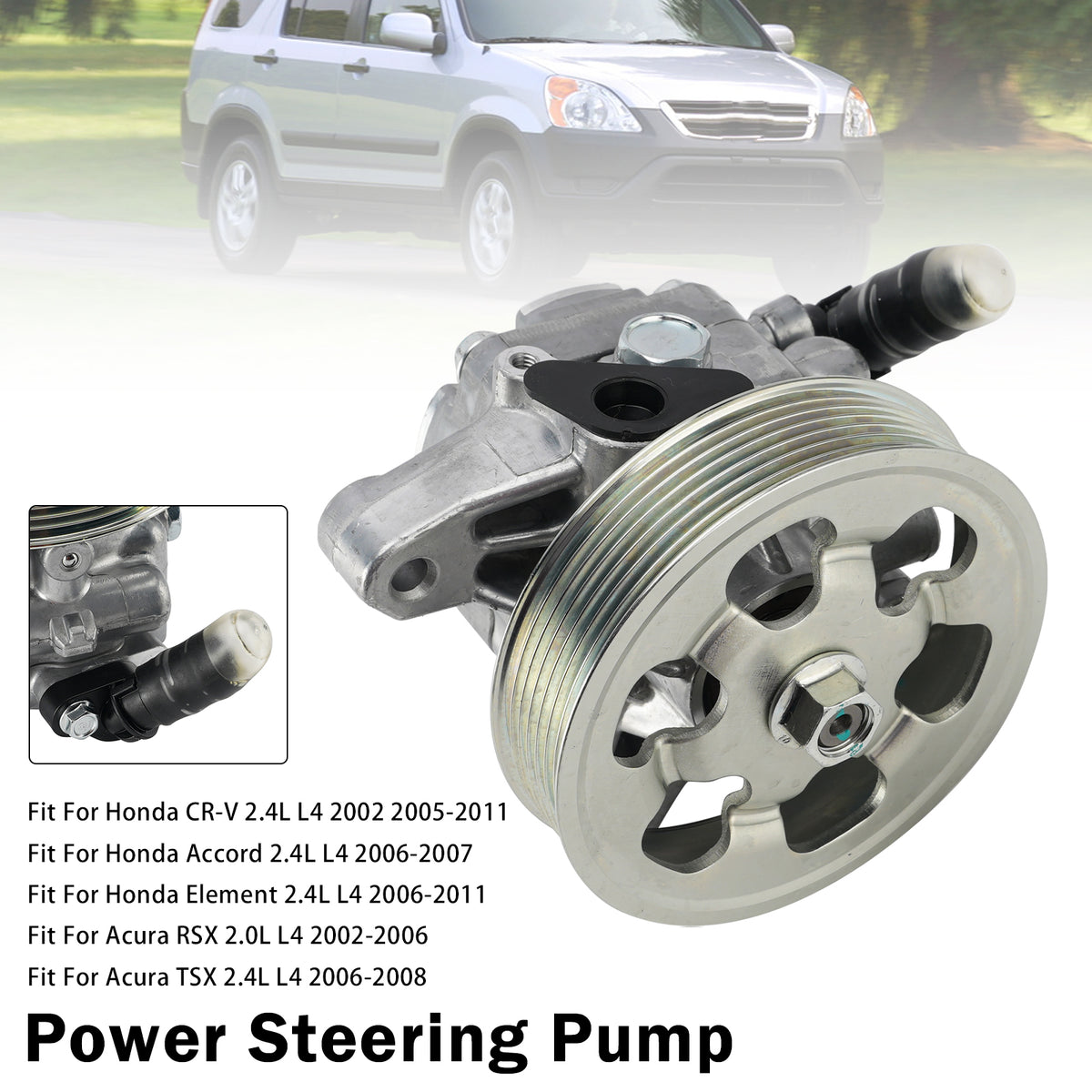 2006-2007 Honda Accord 2.4L L4 Power Steering Pump Generic