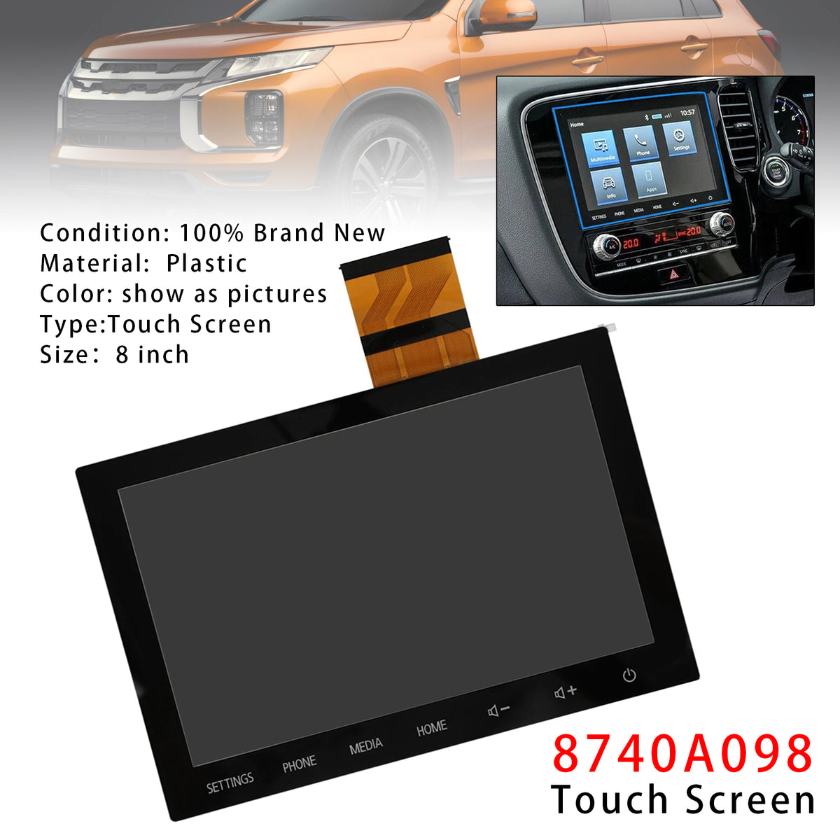 2019-2022 MITSUBISHI MIRAGE G4 8" LCD Display Touch Screen Radio 8740A101 8740a042 Generic