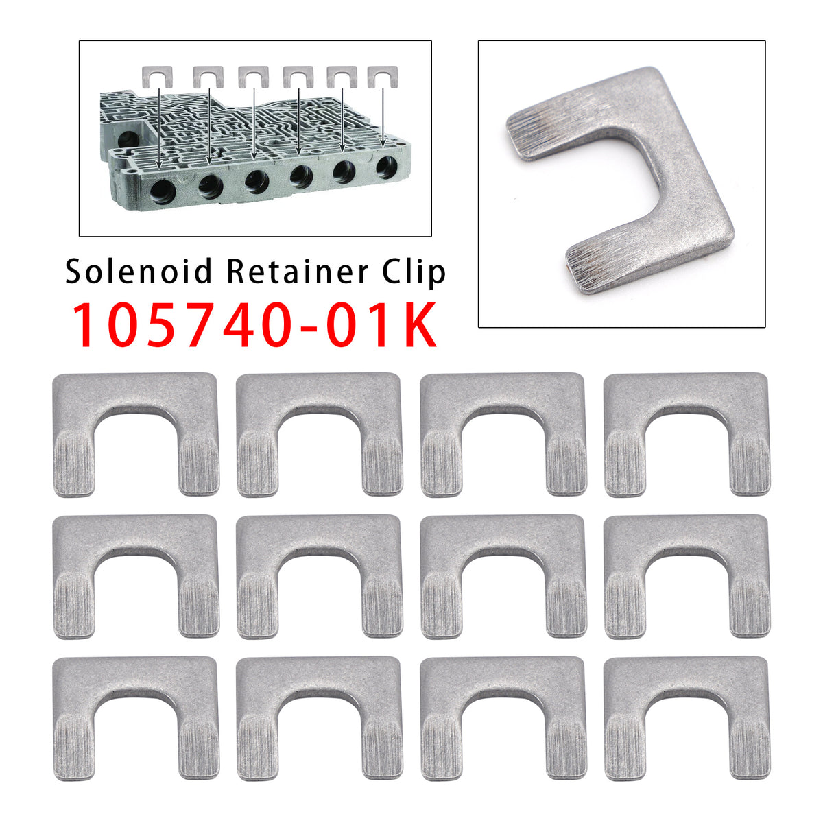 2007- 10L80 10L90 10R80 Transmission Valve Body 12PCS Solenoid Retainer Clip 105740-01K S164741C-4K Generic