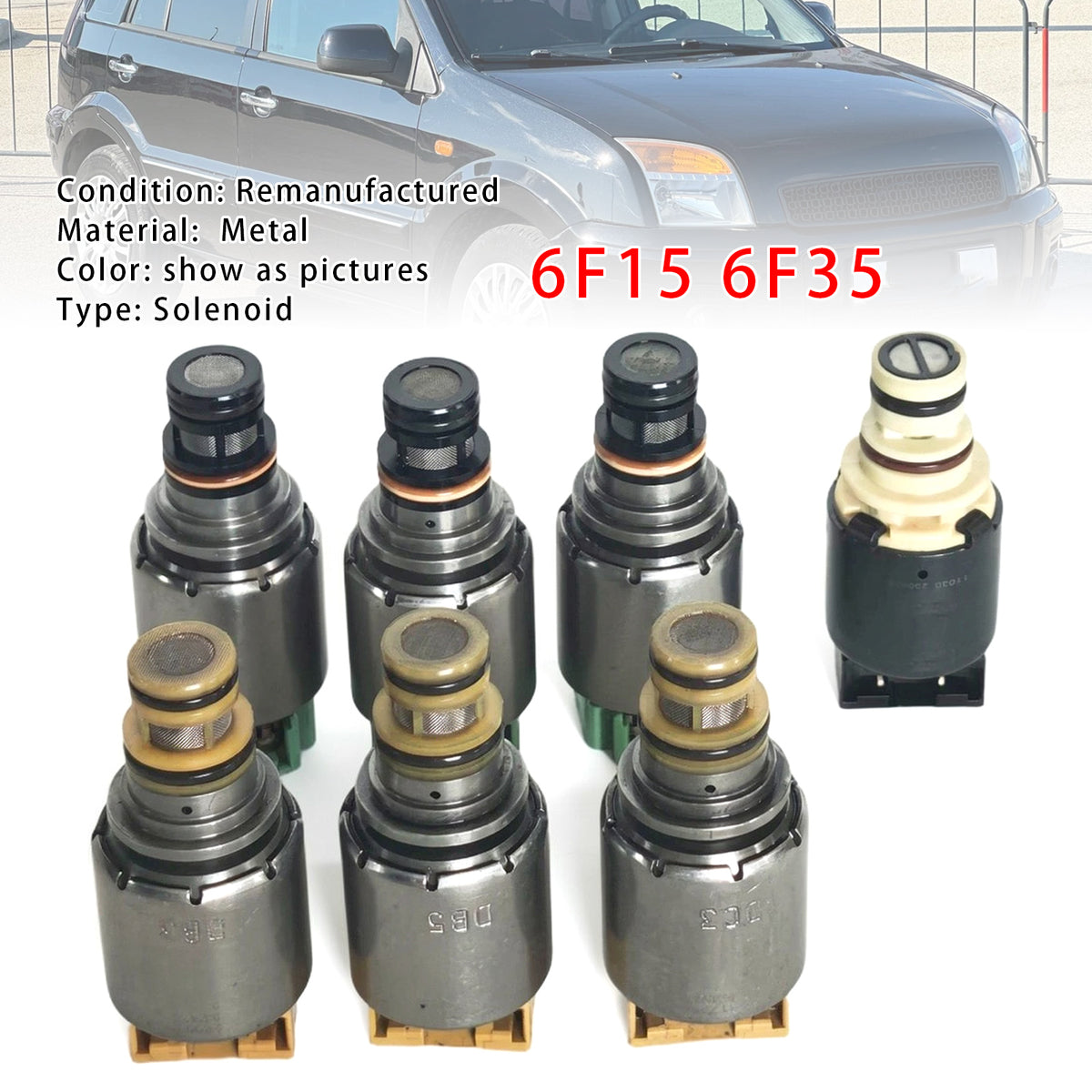 2008-2011 FORD ESCAPE 2.3L 2.5L V6 3.0L 7PCS Transmission Solenoid Kit (Black Solenoid Type 6F15 6F35 Generic