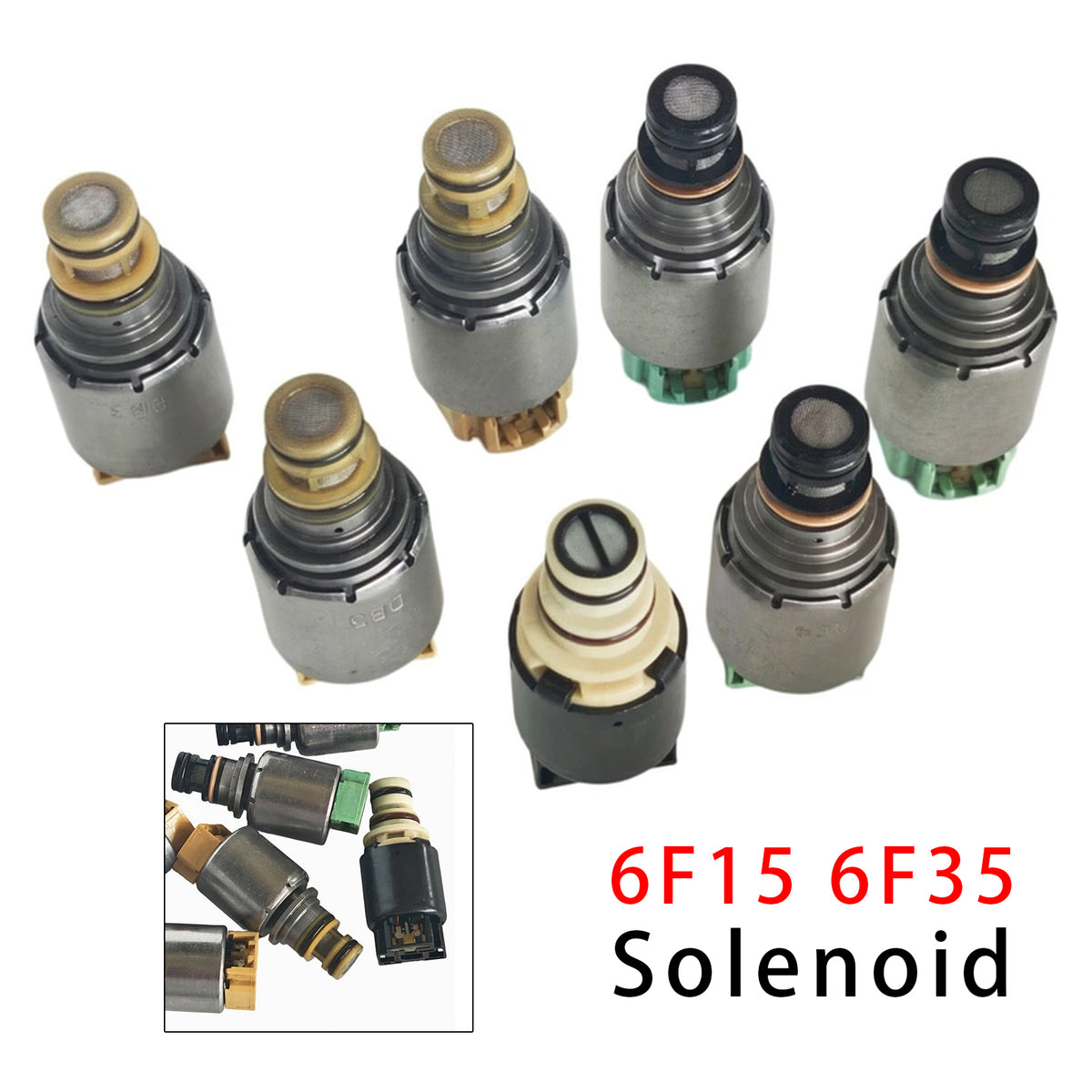 2009-2011 MERCURY MARINER 1.6L 2.0L 2.5L V6 3.0L 7PCS Transmission Solenoid Kit (Black Solenoid Type 6F15 6F35 Generic