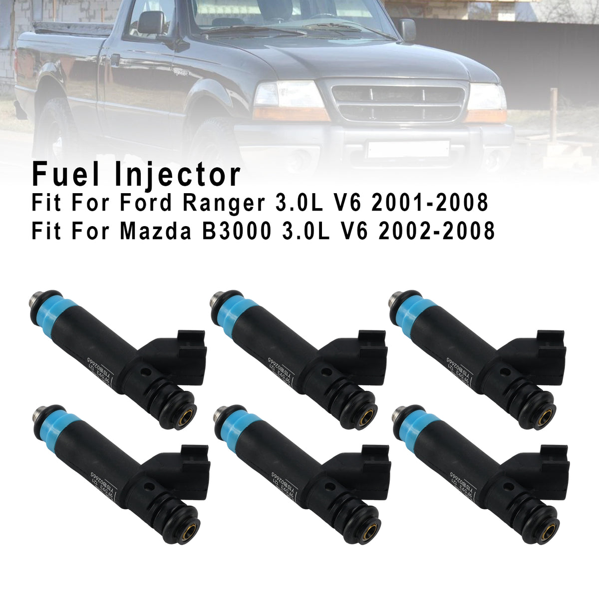 2002-2008 Mazda B3000 3.0L V6 6Pcs Fuel Injector 822-11140 1L5E-C4B Generic