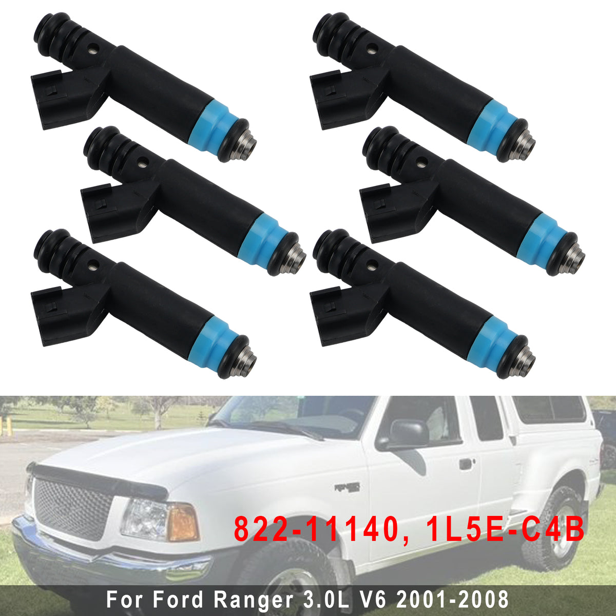 2002-2008 Mazda B3000 3.0L V6 6Pcs Fuel Injector 822-11140 1L5E-C4B Generic