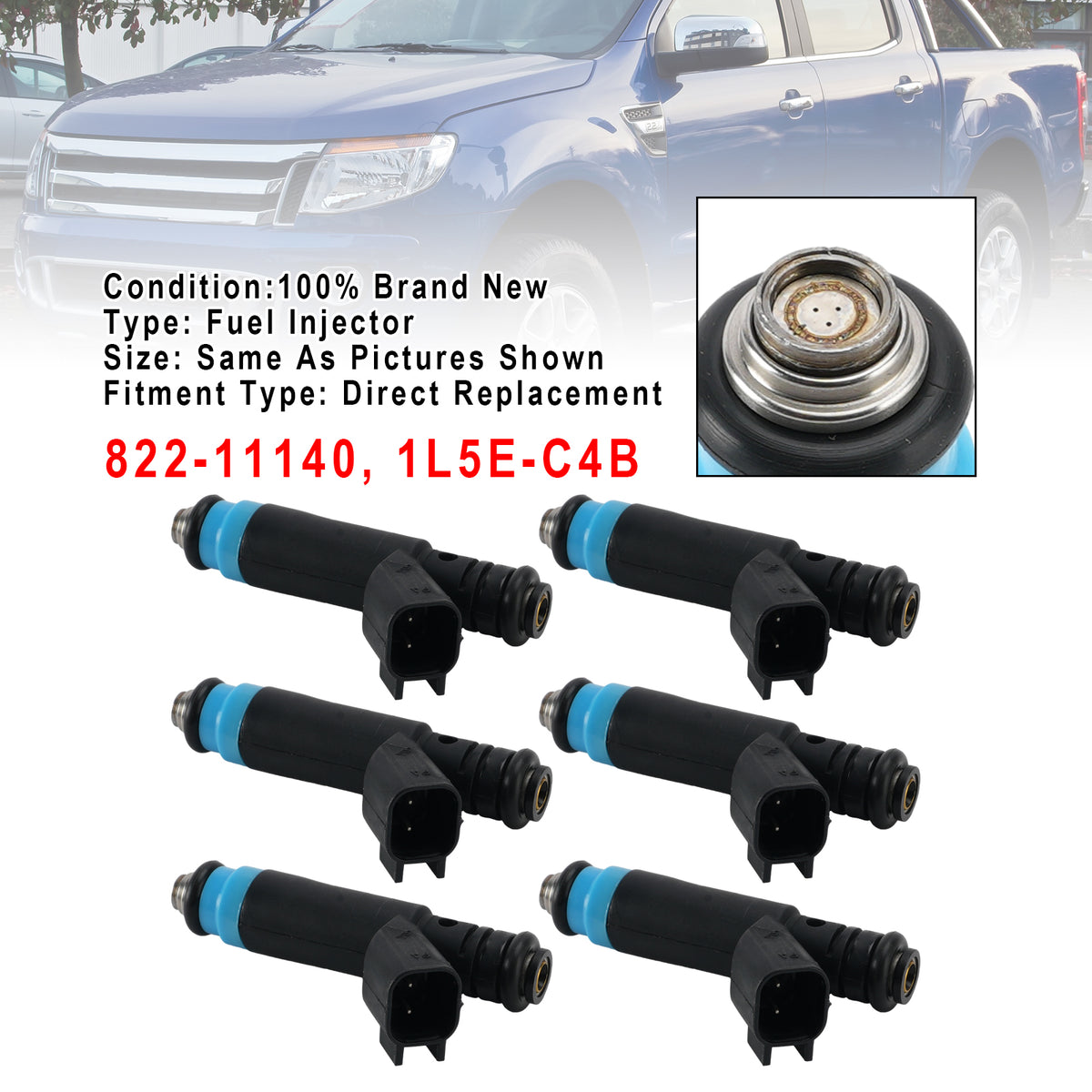 2001-2008 Ford Ranger 3.0L V6 6Pcs Fuel Injector 822-11140 1L5E-C4B Generic