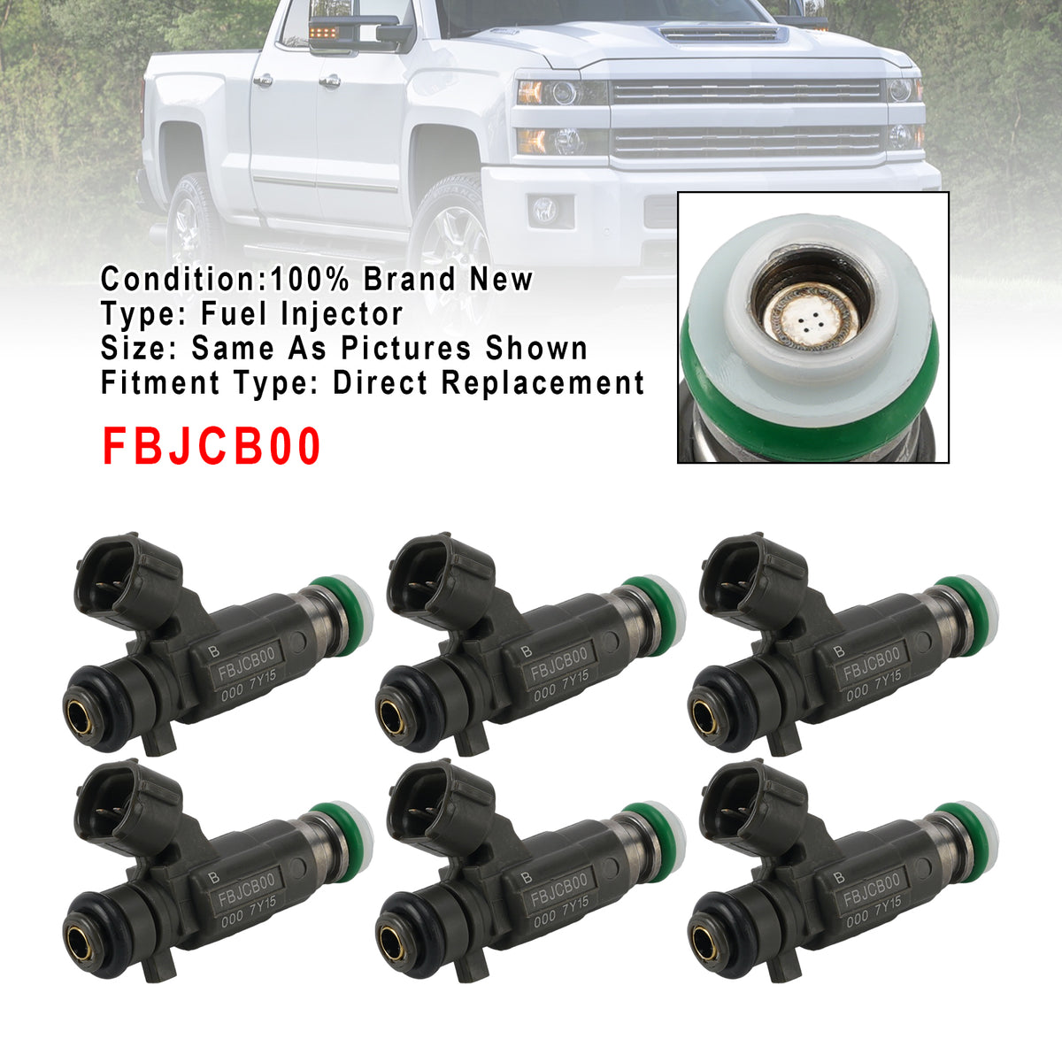 Chevrolet GM Luz DMAX 7Y15 3.5L V6 6Pcs Fuel Injector FBJCB00 Generic
