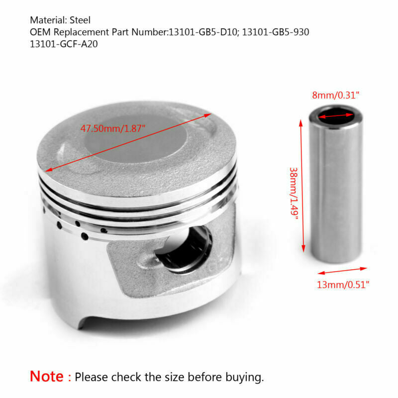 Honda JH70 Piston Pin Ring Kit 47.50mm 13101-GB5-D10 13101-GB5-930 Generic