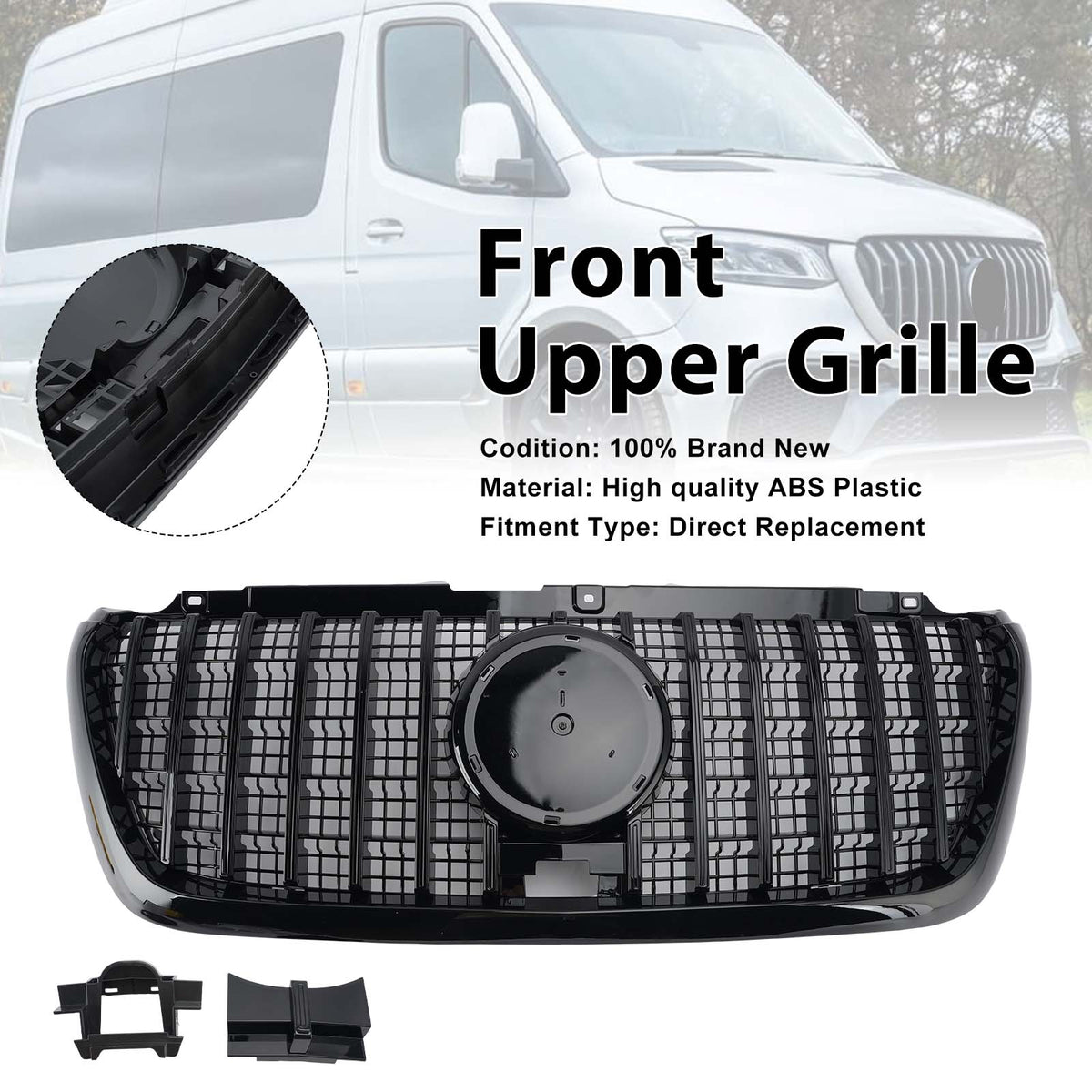 2018 Mercedes Benz Sprinter W907 W910 .02-2023 GTR Style GT-Style Front Bumper Grill Grille A 910 885 14 01 A 910 885 11 01 Generic